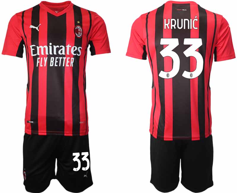 Men 2021-2022 Club AC Milan home red #33 Soccer Jersey->ac milan jersey->Soccer Club Jersey